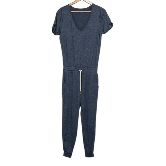Vuori Jumpsuit Woman’s Size Small All Day Blue Heather Stretch Jogger 1-Piece - Picture 1 of 11